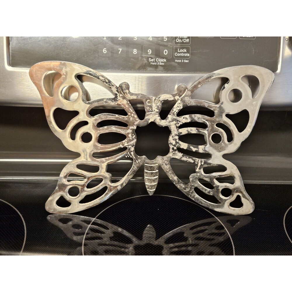 Vintage Butterfly Silver Plated Trivet Wall Hanging 1970s Made In Italy 11"